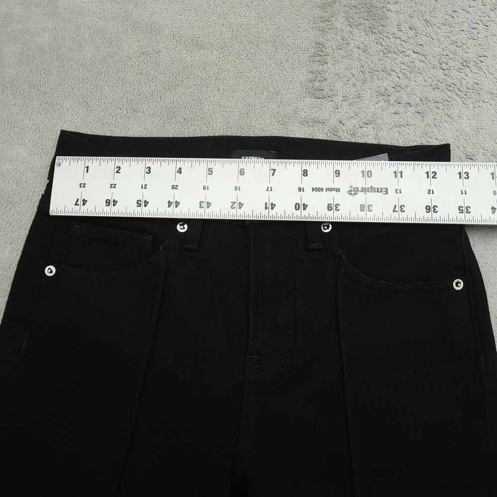 Express Jeans Womens Size 0 Black Skyscraper Mid-Rise Kick Split Hem 31" Inseam - Picture 16 of 16